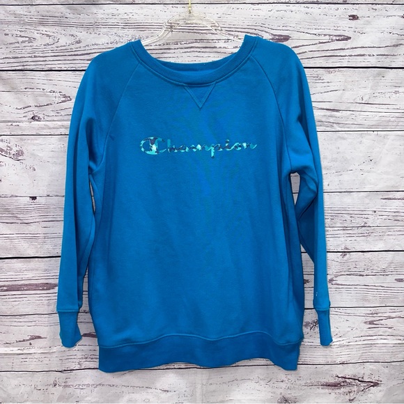 Champion Girl's Logo Blue Sweater Size XL - Picture 1 of 3